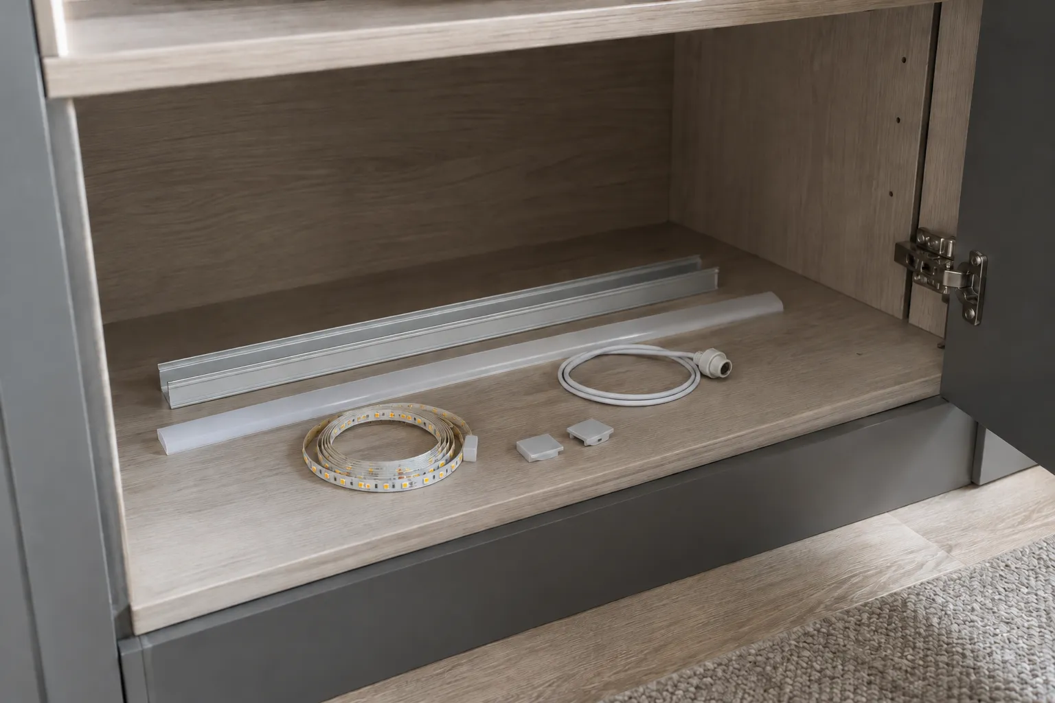 Детали LED-линии перед установкой в профиль.